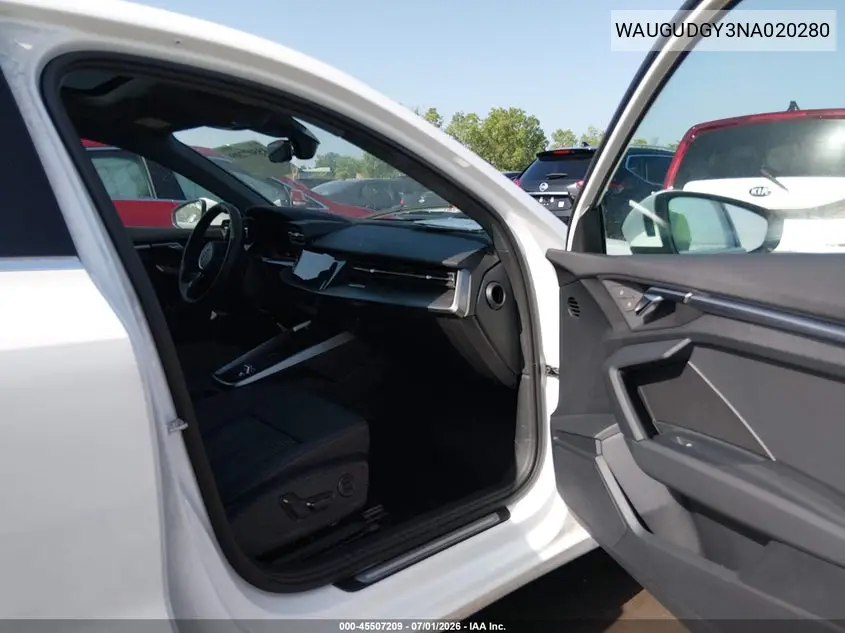 2022 Audi A3 Premium 40 Tfsi Quattro S Tronic VIN: WAUGUDGY3NA020280 Lot: 45507209