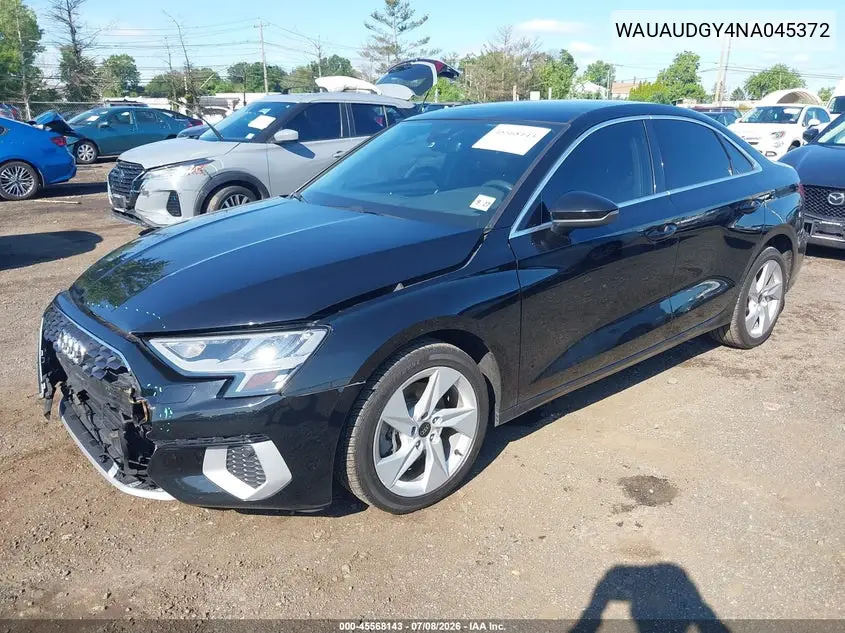 2022 Audi A3 Premium 40 Tfsi Front-Wheel Drive S Tronic VIN: WAUAUDGY4NA045372 Lot: 45568143