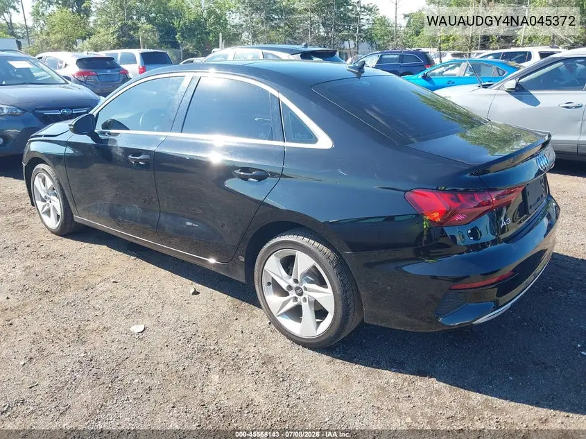 2022 Audi A3 Premium 40 Tfsi Front-Wheel Drive S Tronic VIN: WAUAUDGY4NA045372 Lot: 45568143