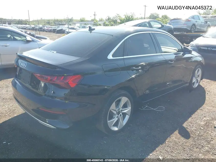 2022 Audi A3 Premium 40 Tfsi Front-Wheel Drive S Tronic VIN: WAUAUDGY4NA045372 Lot: 45568143