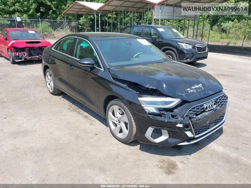 2022 Audi A3 Premium Plus 40 Tfsi Quattro S Tronic VIN: WAUHUDGYXNA099614 Lot: 45625192