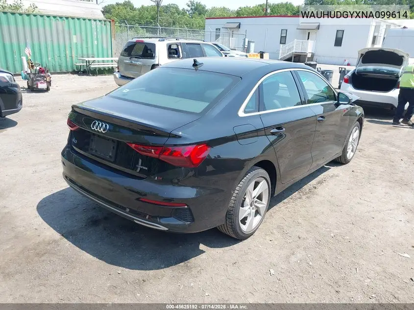 2022 Audi A3 Premium Plus 40 Tfsi Quattro S Tronic VIN: WAUHUDGYXNA099614 Lot: 45625192