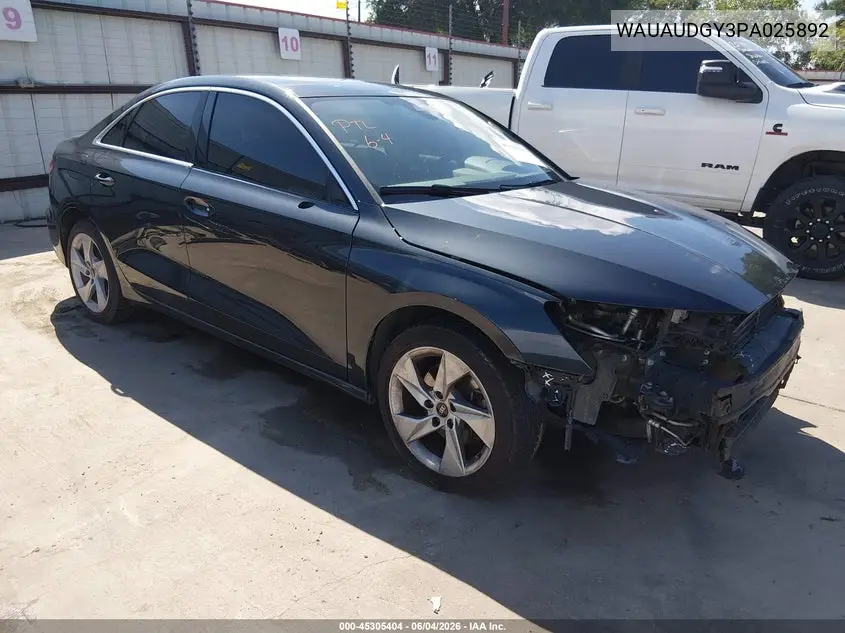 2023 Audi A3 Premium 40 Tfsi Front-Wheel Drive S Tronic VIN: WAUAUDGY3PA025892 Lot: 45305404