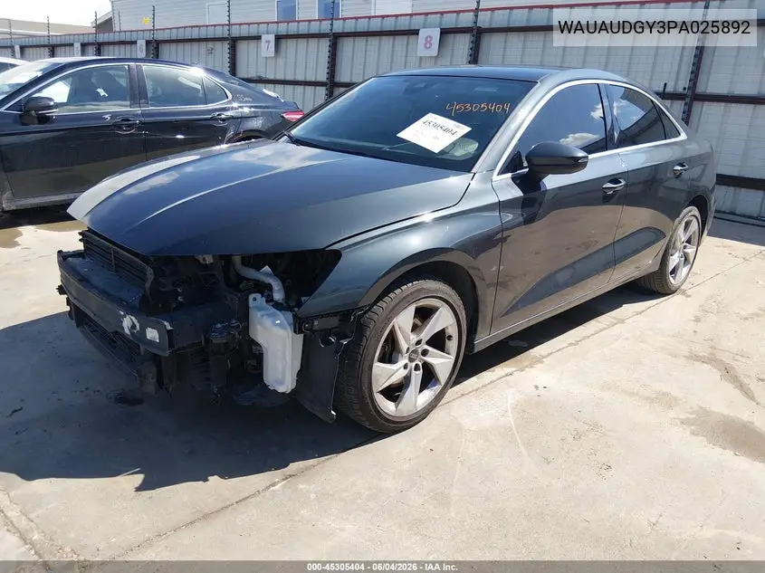 2023 Audi A3 Premium 40 Tfsi Front-Wheel Drive S Tronic VIN: WAUAUDGY3PA025892 Lot: 45305404