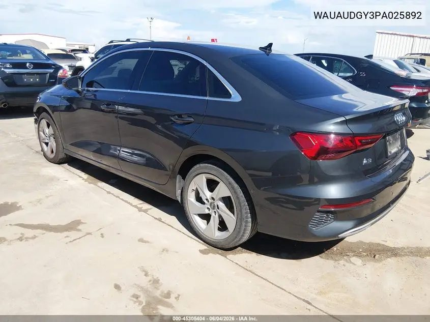 2023 Audi A3 Premium 40 Tfsi Front-Wheel Drive S Tronic VIN: WAUAUDGY3PA025892 Lot: 45305404