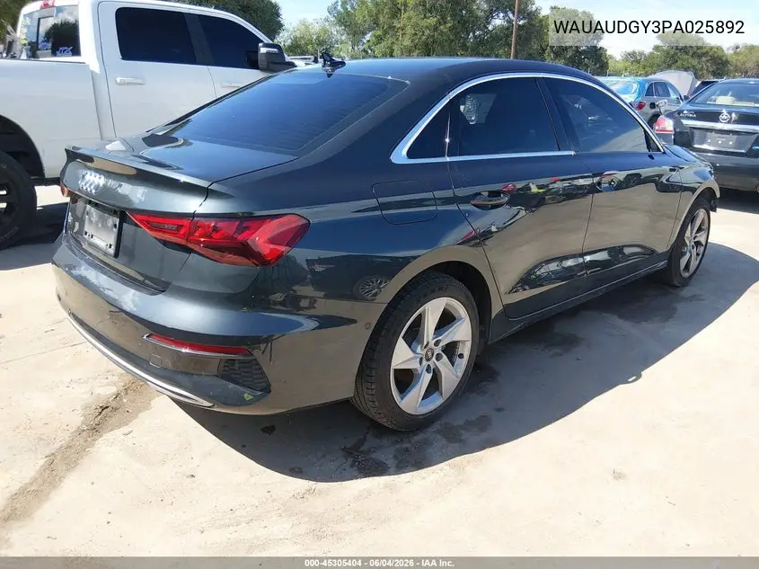2023 Audi A3 Premium 40 Tfsi Front-Wheel Drive S Tronic VIN: WAUAUDGY3PA025892 Lot: 45305404