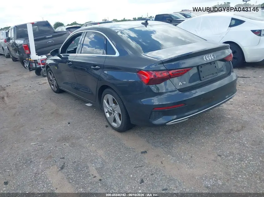 2023 Audi A3 Premium Plus 40 Tfsi Front-Wheel Drive S Tronic VIN: WAUBUDGY8PA043146 Lot: 45345192
