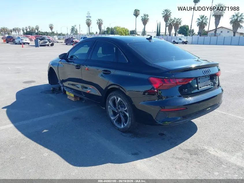 2023 Audi A3 Premium Plus 40 Tfsi Quattro S Tronic VIN: WAUHUDGY6PA071988 Lot: 45363190