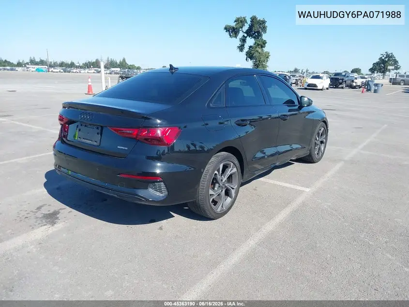 2023 Audi A3 Premium Plus 40 Tfsi Quattro S Tronic VIN: WAUHUDGY6PA071988 Lot: 45363190