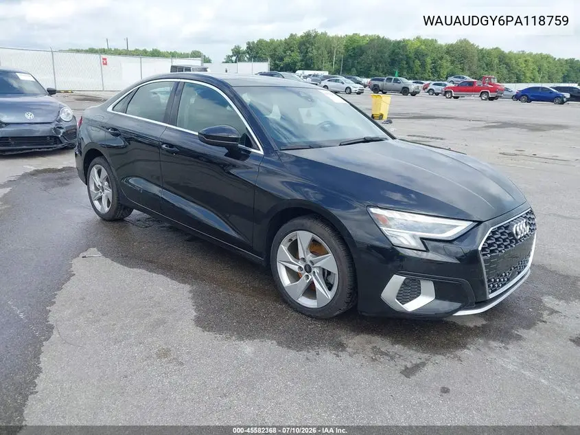 2023 Audi A3 Premium 40 Tfsi Front-Wheel Drive S Tronic VIN: WAUAUDGY6PA118759 Lot: 45582368