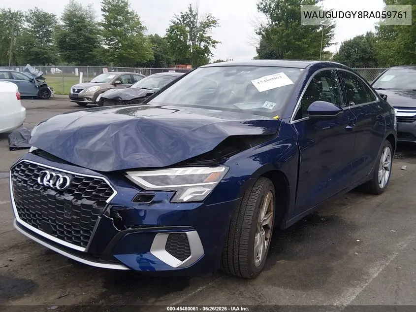 2024 Audi A3 Premium 40 Tfsi Quattro S Tronic VIN: WAUGUDGY8RA059761 Lot: 45480061