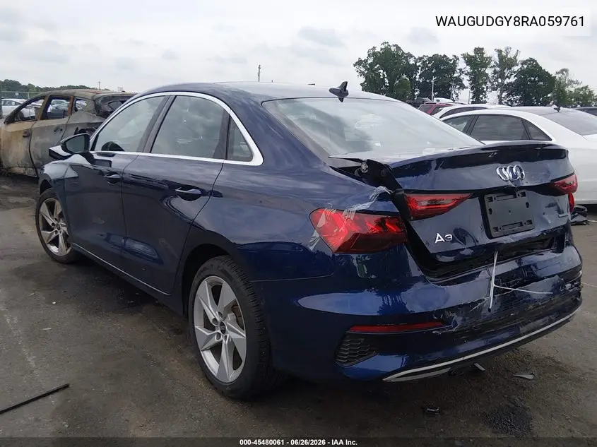2024 Audi A3 Premium 40 Tfsi Quattro S Tronic VIN: WAUGUDGY8RA059761 Lot: 45480061