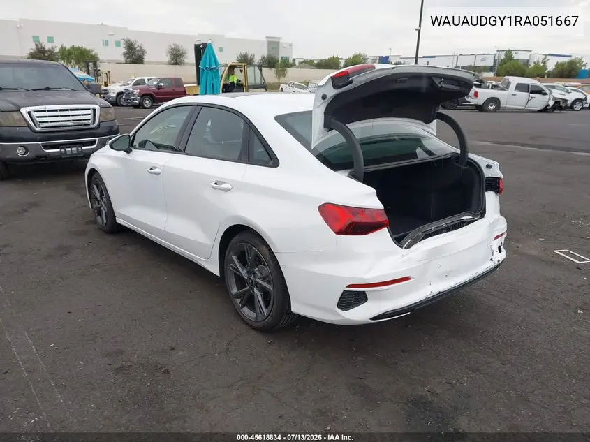 2024 Audi A3 Premium 40 Tfsi Front-Wheel Drive S Tronic VIN: WAUAUDGY1RA051667 Lot: 45618834