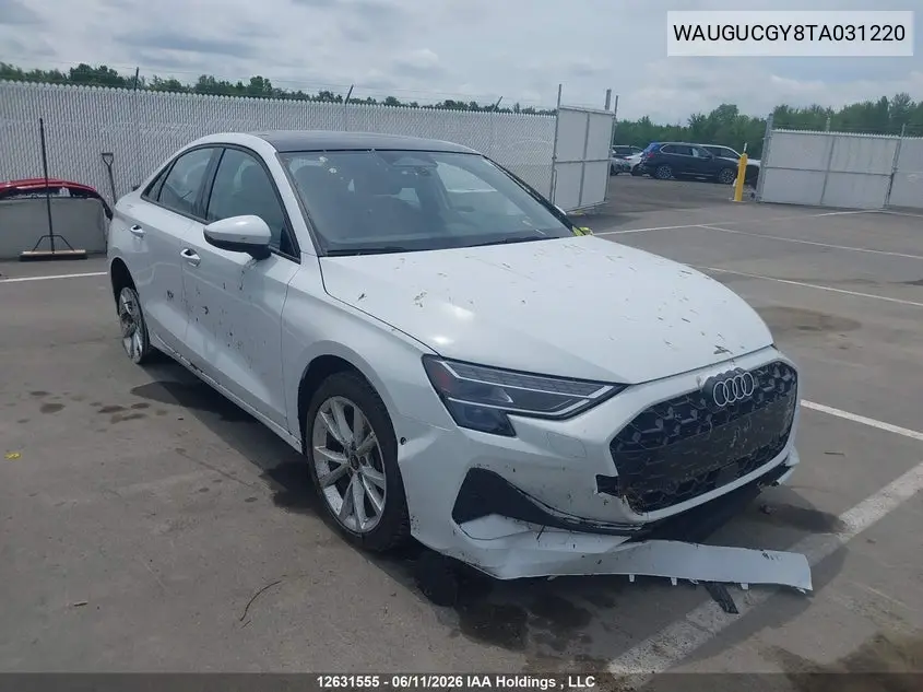 2026 Audi A3 Premium/Premium Plus VIN: WAUGUCGY8TA031220 Lot: 12631555