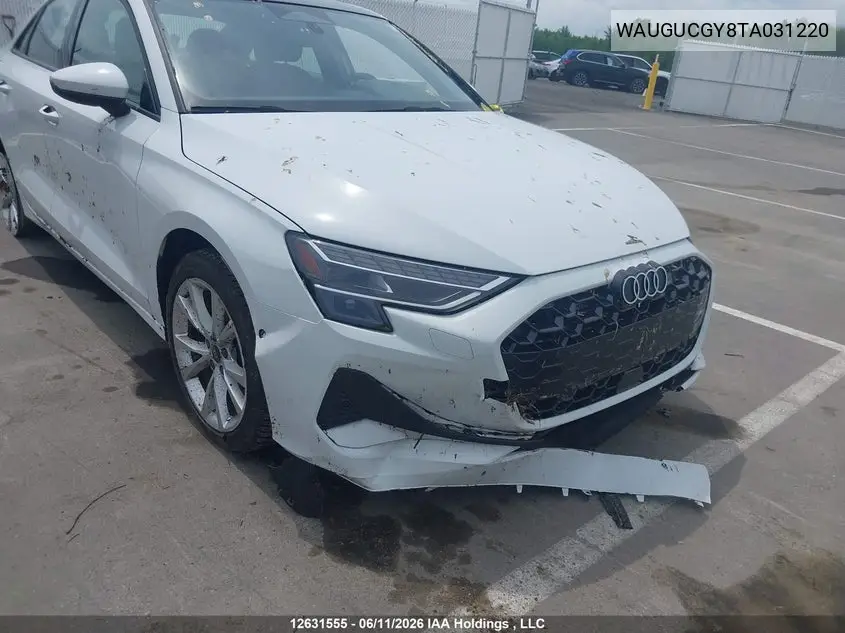 2026 Audi A3 Premium/Premium Plus VIN: WAUGUCGY8TA031220 Lot: 12631555