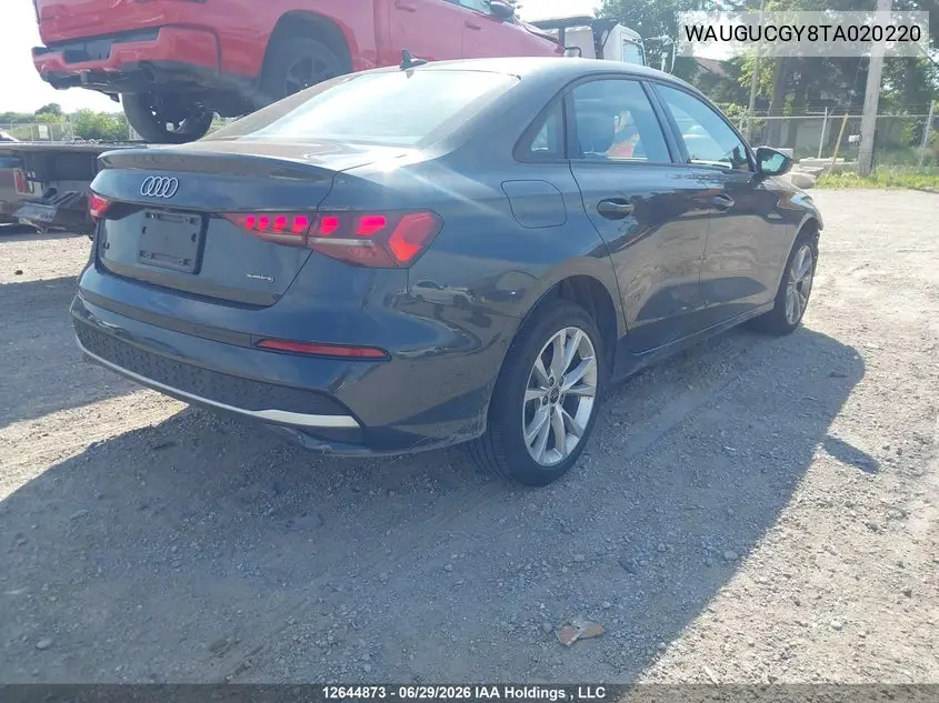 2026 Audi A3 Premium/Premium Plus VIN: WAUGUCGY8TA020220 Lot: 12644873