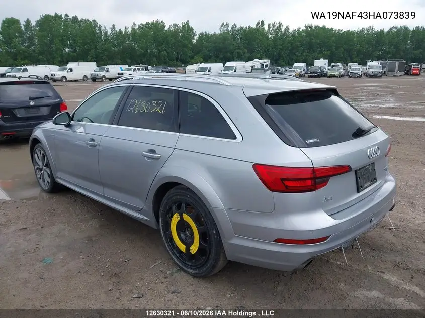 2017 Audi A4 Allroad 2.0T Technik VIN: WA19NAF43HA073839 Lot: 12630321X
