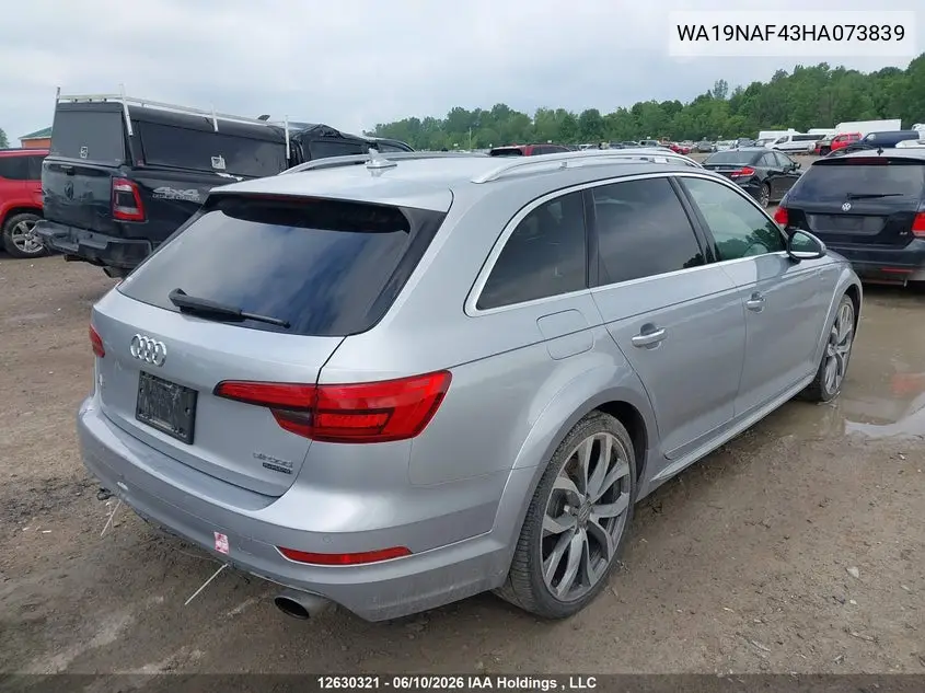 2017 Audi A4 Allroad 2.0T Technik VIN: WA19NAF43HA073839 Lot: 12630321X