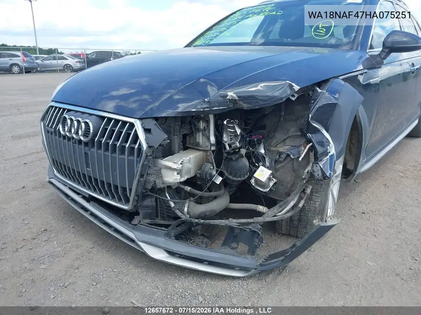 2017 Audi A4 Allroad 2.0T Progressiv VIN: WA18NAF47HA075251 Lot: 12657672