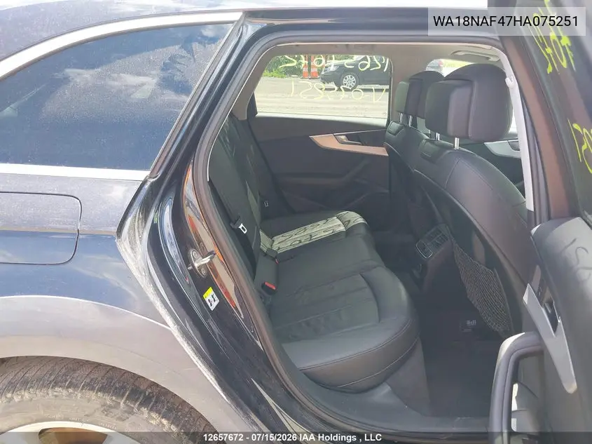 2017 Audi A4 Allroad 2.0T Progressiv VIN: WA18NAF47HA075251 Lot: 12657672