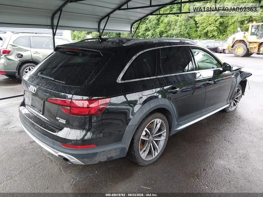 2018 Audi A4 Allroad 2.0T Premium/2.0T Tech Premium VIN: WA18NAF40JA062363 Lot: 45419762