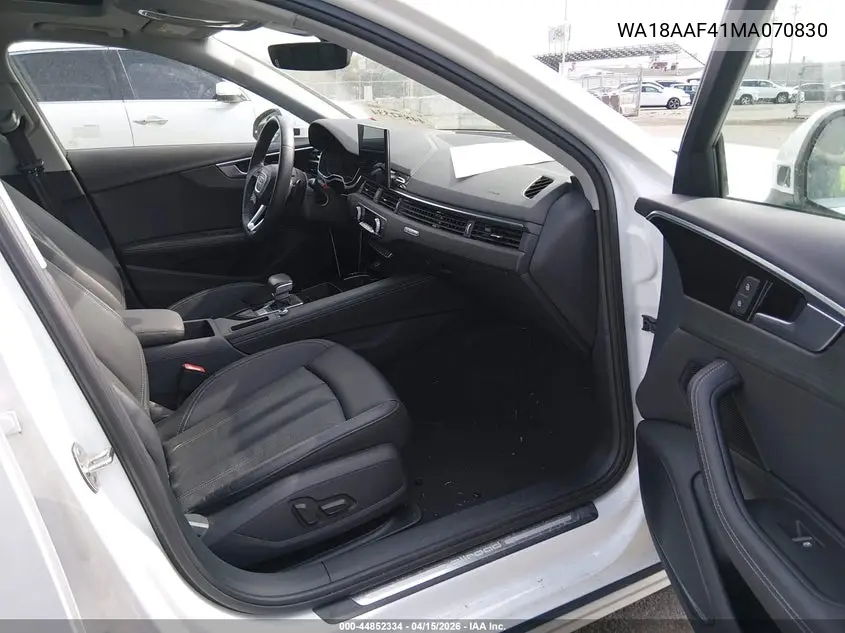2021 Audi A4 Allroad Premium Plus 45 Tfsi Quattro S Tronic VIN: WA18AAF41MA070830 Lot: 44852334