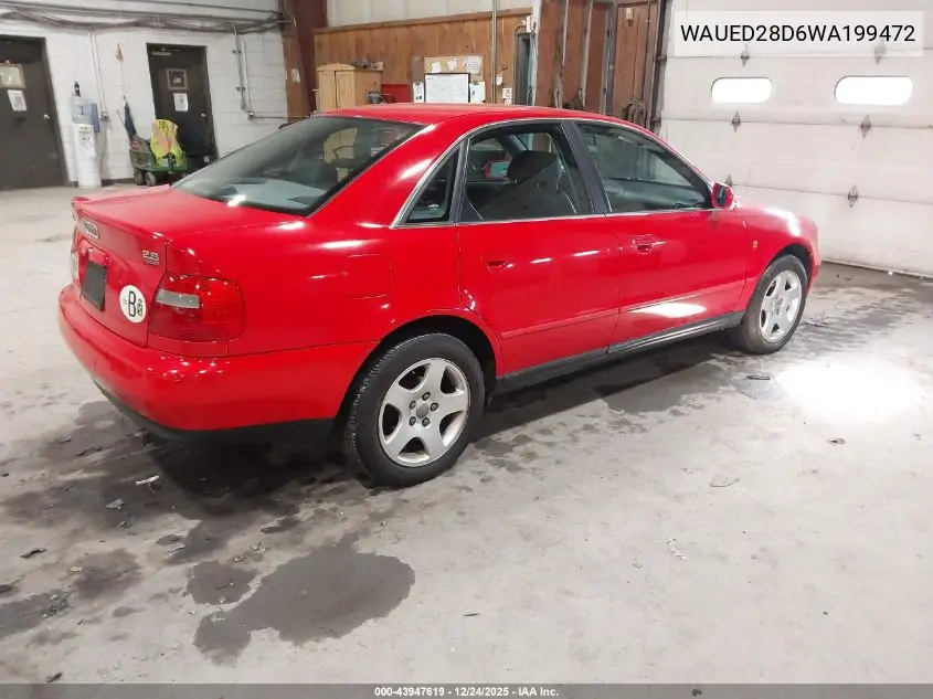 1998 Audi A4 2.8 VIN: WAUED28D6WA199472 Lot: 43947619