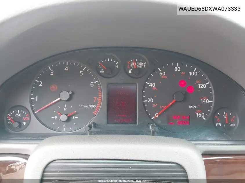 1998 Audi A4 2.8/2.8 (A5) Quattro VIN: WAUED68DXWA073333 Lot: 45554690