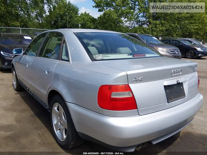 1999 Audi A4 2.8 VIN: WAUED28D6XA026424 Lot: 45385455
