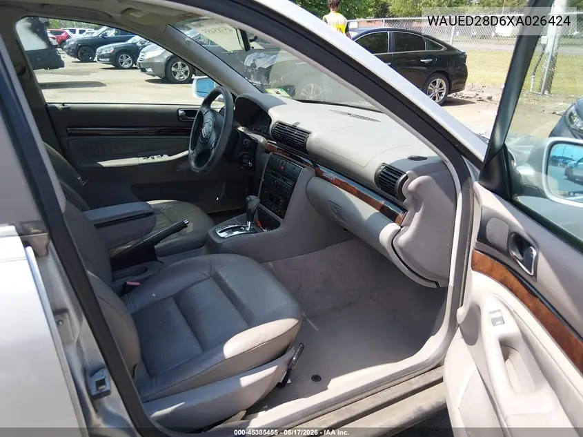 1999 Audi A4 2.8 VIN: WAUED28D6XA026424 Lot: 45385455