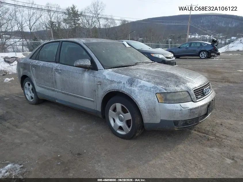 2002 Audi A4 1.8T VIN: WAULC68E32A106122 Lot: 45458556