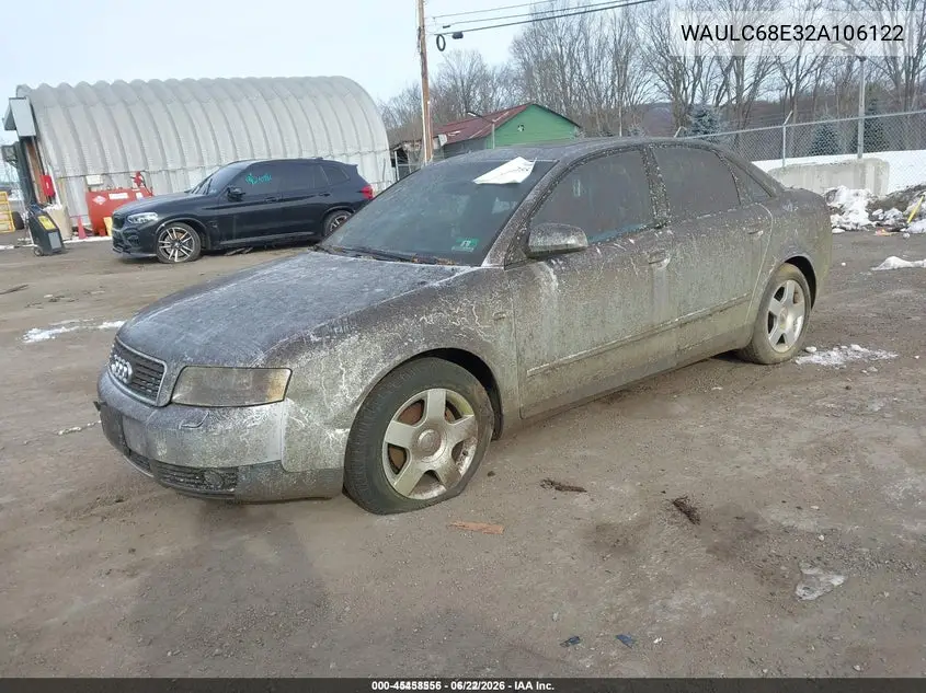 2002 Audi A4 1.8T VIN: WAULC68E32A106122 Lot: 45458556