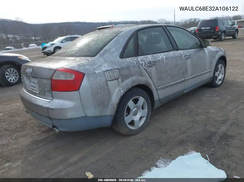 2002 Audi A4 1.8T VIN: WAULC68E32A106122 Lot: 45458556