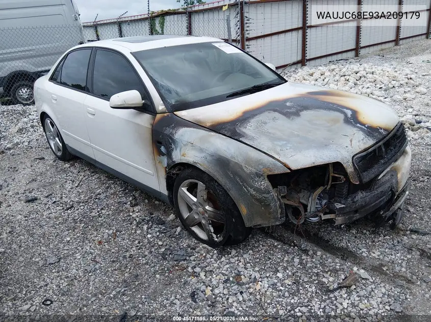 2003 Audi A4 1.8T VIN: WAUJC68E93A209179 Lot: 45171595