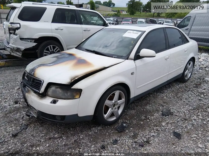 2003 Audi A4 1.8T VIN: WAUJC68E93A209179 Lot: 45171595