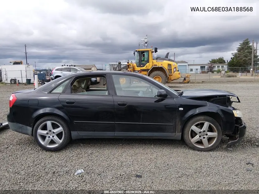 2003 Audi A4 1.8T VIN: WAULC68E03A188568 Lot: 45227502