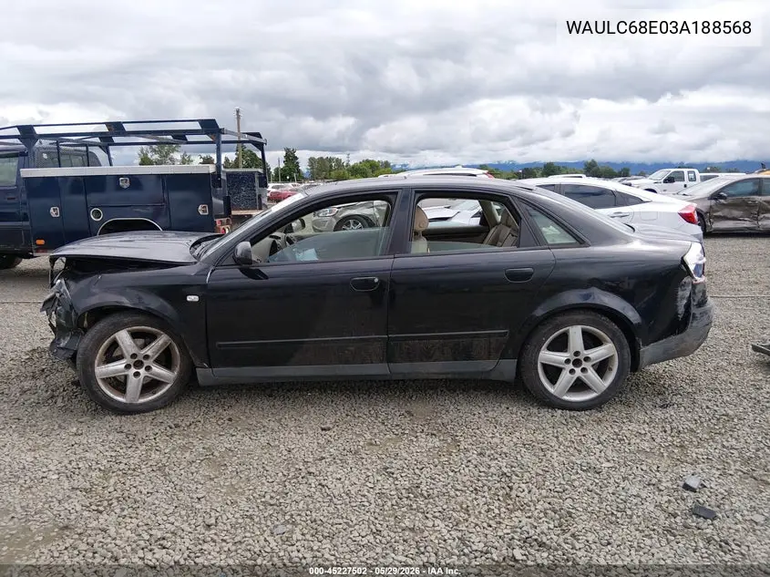 2003 Audi A4 1.8T VIN: WAULC68E03A188568 Lot: 45227502