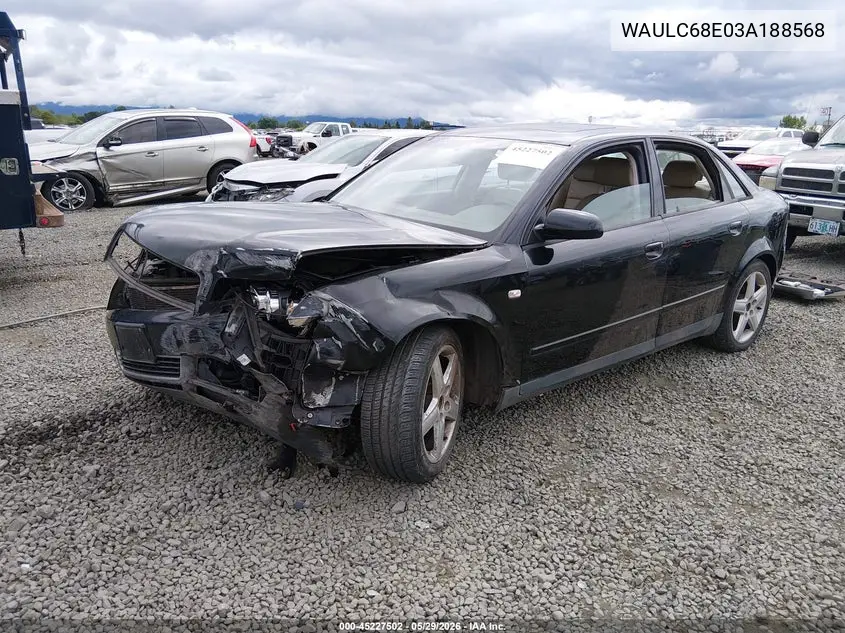2003 Audi A4 1.8T VIN: WAULC68E03A188568 Lot: 45227502