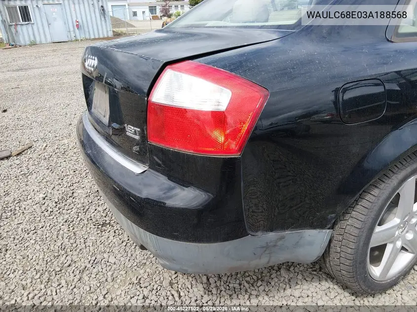 2003 Audi A4 1.8T VIN: WAULC68E03A188568 Lot: 45227502