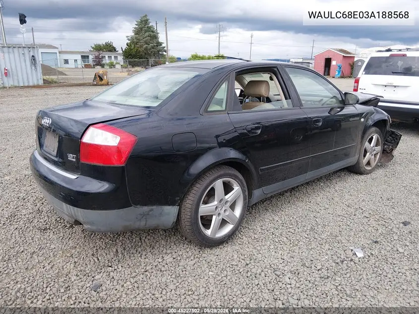2003 Audi A4 1.8T VIN: WAULC68E03A188568 Lot: 45227502