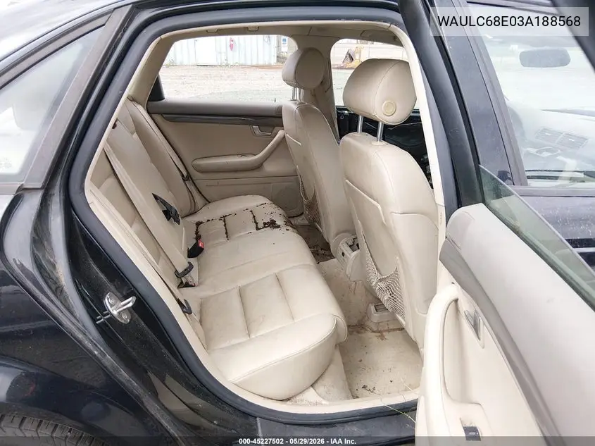 2003 Audi A4 1.8T VIN: WAULC68E03A188568 Lot: 45227502