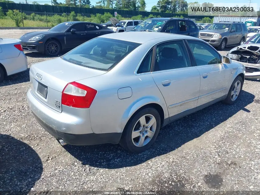 2003 Audi A4 3.0 VIN: WAULT68E03A290033 Lot: 45347777
