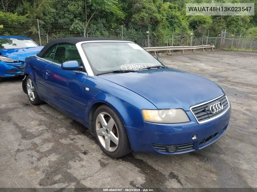 2003 Audi A4 3.0 VIN: WAUAT48H13K023547 Lot: 45447407