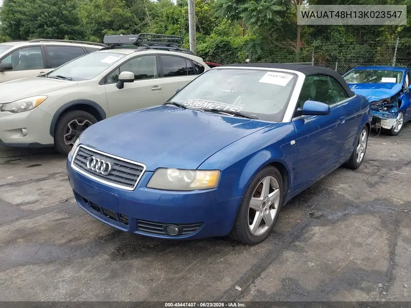 2003 Audi A4 3.0 VIN: WAUAT48H13K023547 Lot: 45447407