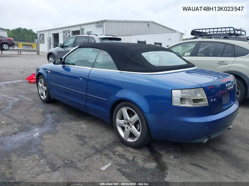 2003 Audi A4 3.0 VIN: WAUAT48H13K023547 Lot: 45447407