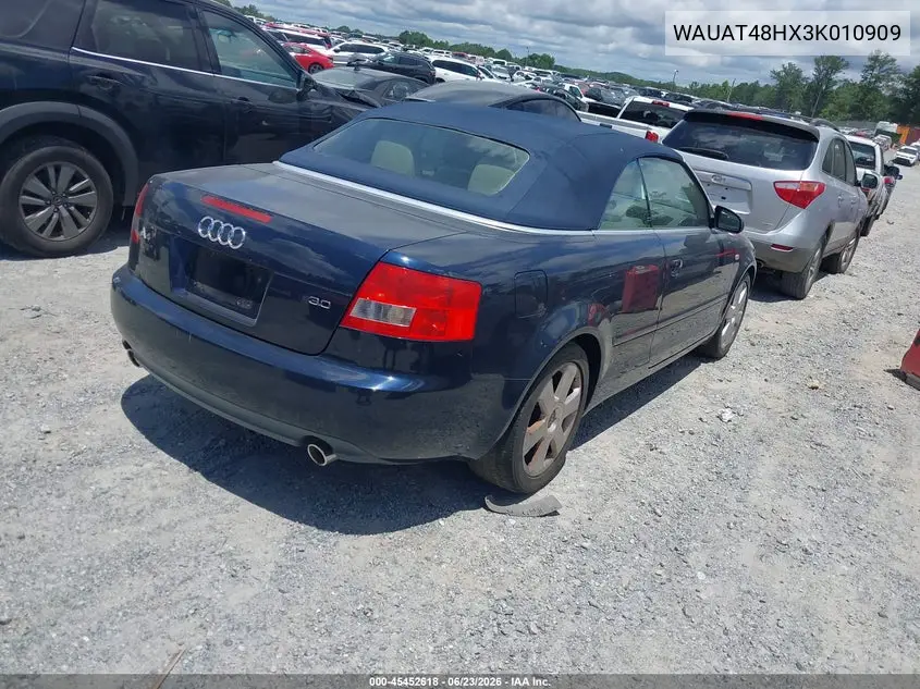 2003 Audi A4 3.0 VIN: WAUAT48HX3K010909 Lot: 45452618