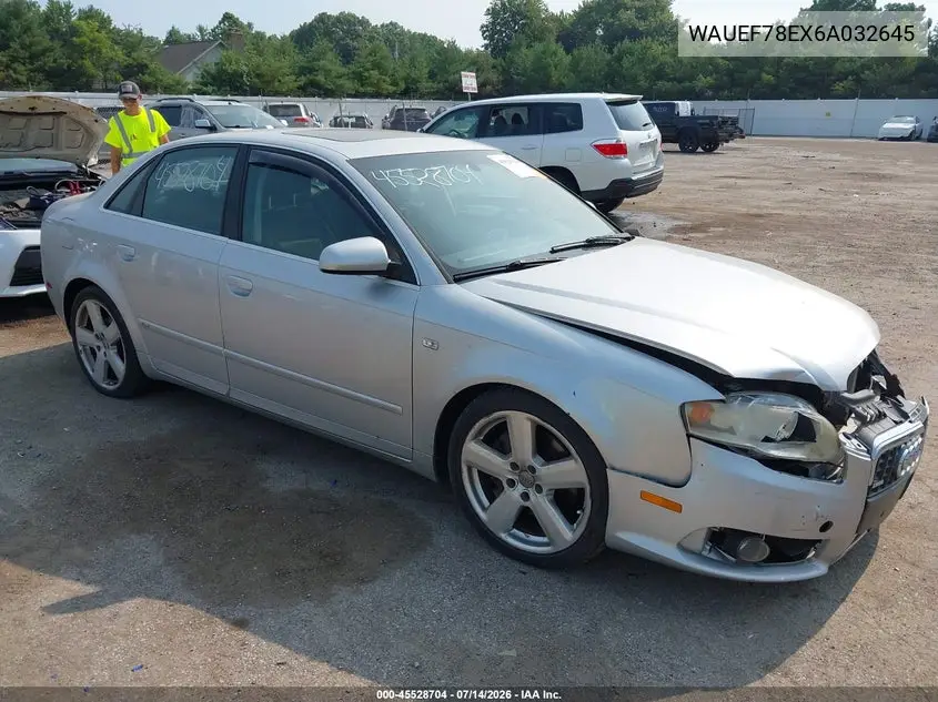 2006 Audi A4 2.0T VIN: WAUEF78EX6A032645 Lot: 45528704