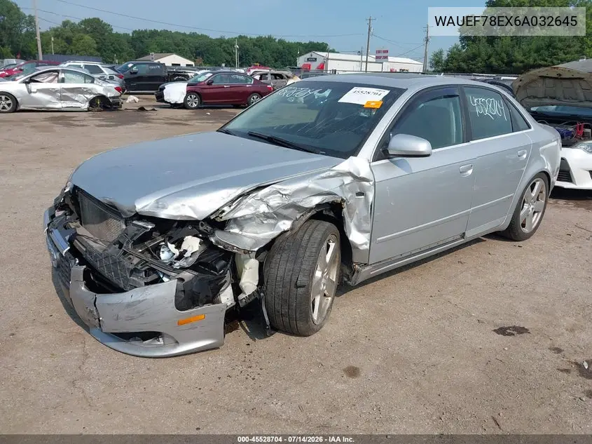 2006 Audi A4 2.0T VIN: WAUEF78EX6A032645 Lot: 45528704