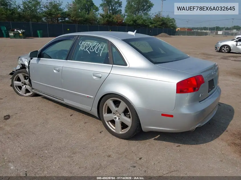 2006 Audi A4 2.0T VIN: WAUEF78EX6A032645 Lot: 45528704