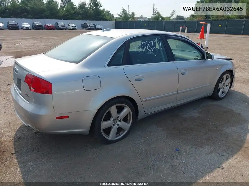 2006 Audi A4 2.0T VIN: WAUEF78EX6A032645 Lot: 45528704